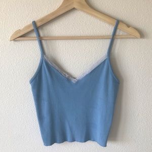 Brandy Nicolette Blue Lace Tank Top